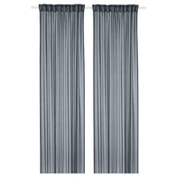 STENFRÖ sheer curtains, 1 pair, dark blue/with heading tape, 145x300 cm