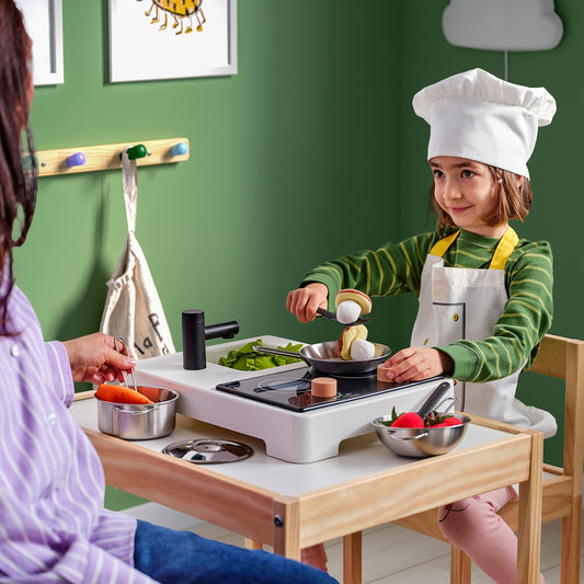 STENMUS mini-play kitchen, white/black, 43x32 cm