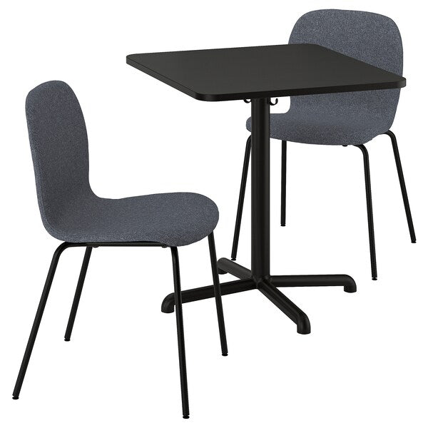 STENSELE / KARLPETTER - Table and 2 chairs, anthracite anthracite/Gunnared smoke grey black,70x70 cm