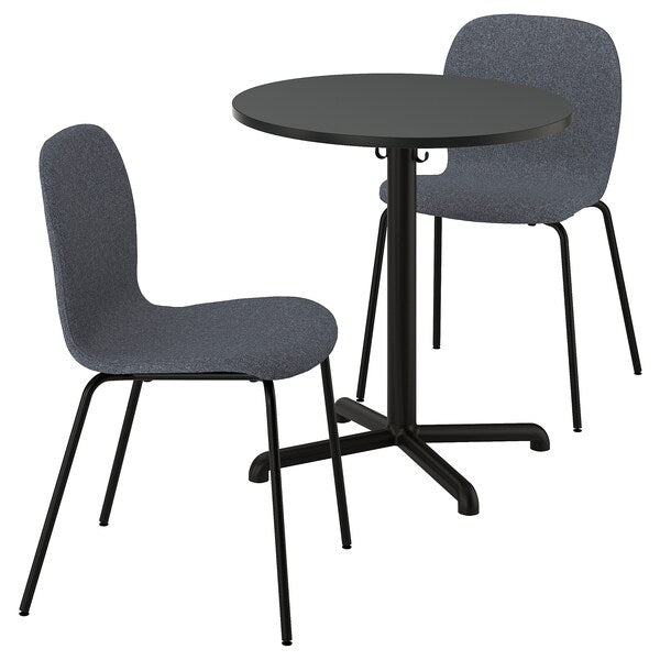 STENSELE / KARLPETTER - Table and 2 chairs, anthracite anthracite/Gunnared smoke grey black,70 cm