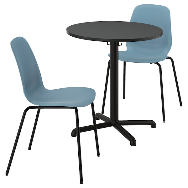 STENSELE / LIDÅS - Table and 2 chairs, anthracite anthracite/black blue,70 cm