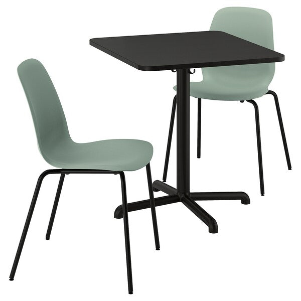 STENSELE / LIDÅS - Table and 2 chairs, anthracite anthracite/black green,70x70 cm