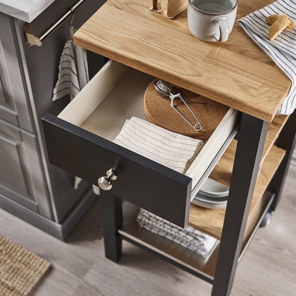Ikea STENSTORP - Trolley, brown-black/oak,45x43x90 cm
