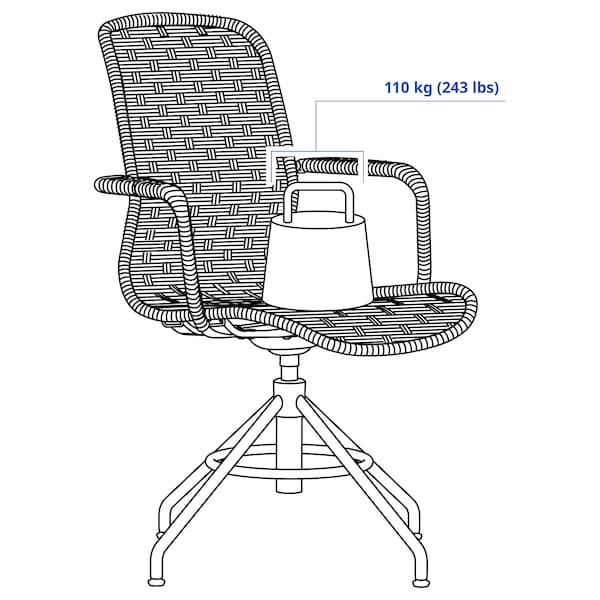 STIGBYGEL swivel chair with armrests, beige/white, 52x103x70 cm