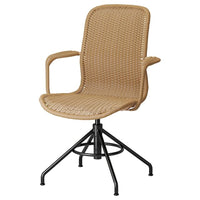 STIGBYGEL swivel chair with armrests, brown/black, 65x103x70 cm