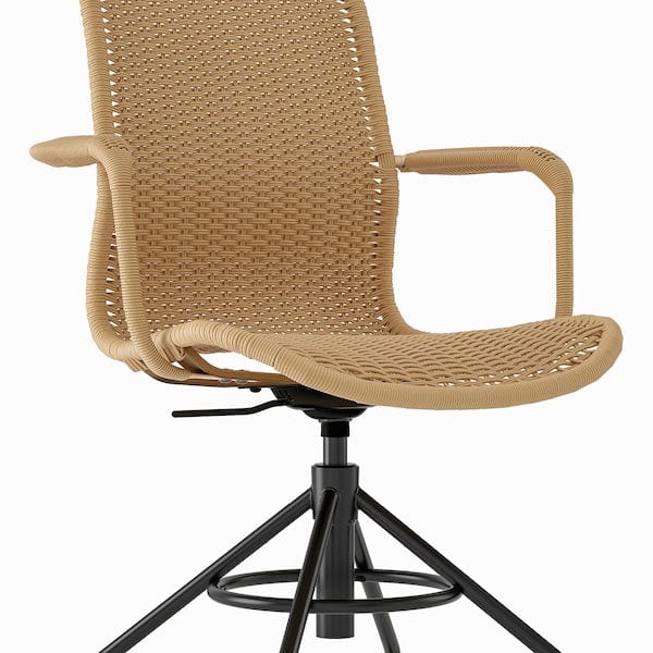 Ikea STIGBYGEL - Sedia girevole con braccioli, marrone/nero