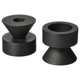 STOCKHOLM 2025 candlestick/tealight holder, black, 6 cm, 2 pack