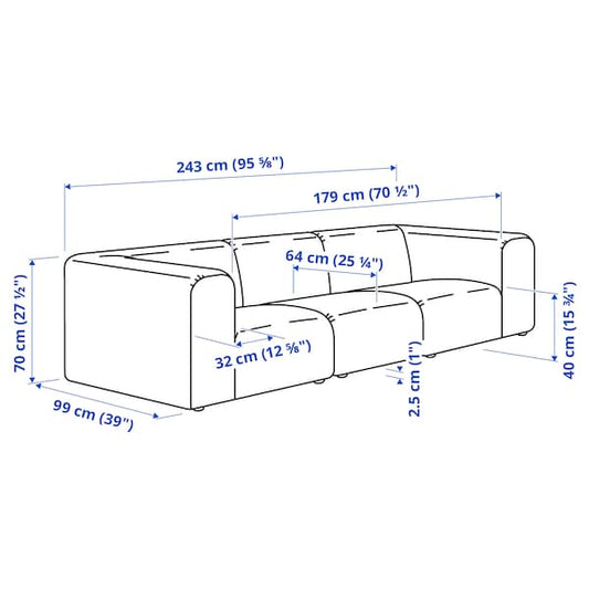 STOCKHOLM 2025 3-seat sofa, Alhamn beige, 243x70x99 cm