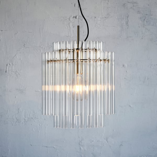 STOCKHOLM 2025 pendant lamp, glass/brass-plated, 38 cm