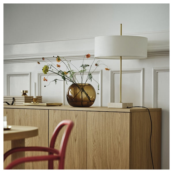 STOCKHOLM 2025 table lamp, white textile/brass-plated, 65 cm