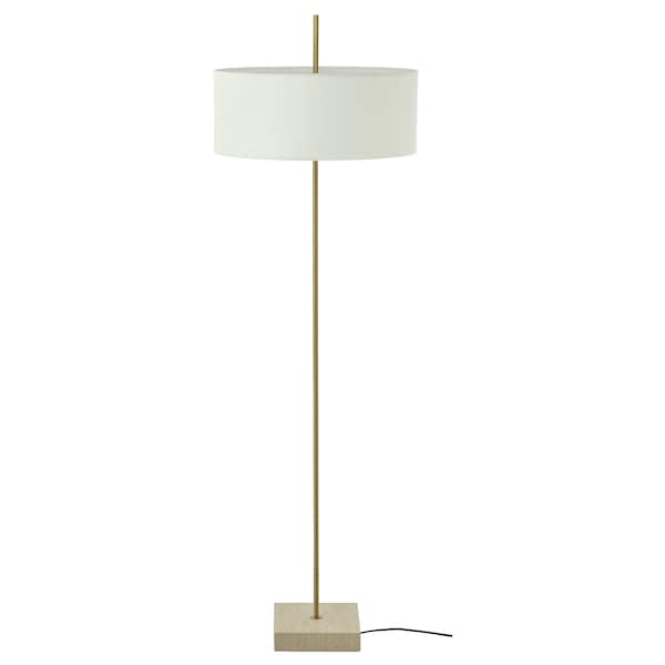 STOCKHOLM 2025 floor lamp, white textile/brass-plated, 159 cm