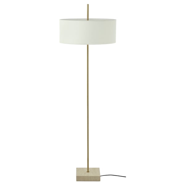 STOCKHOLM 2025 floor lamp, white textile/brass-plated, 159 cm