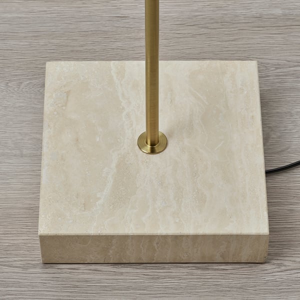 STOCKHOLM 2025 floor lamp, white textile/brass-plated, 159 cm