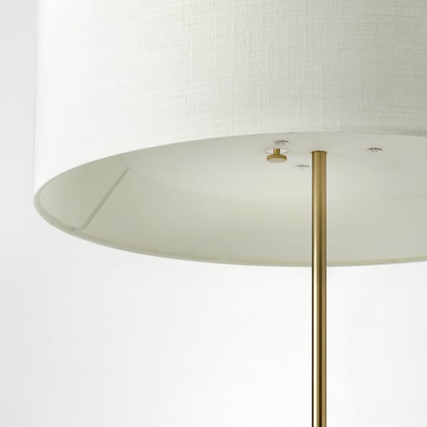 STOCKHOLM 2025 floor lamp, white textile/brass-plated, 159 cm