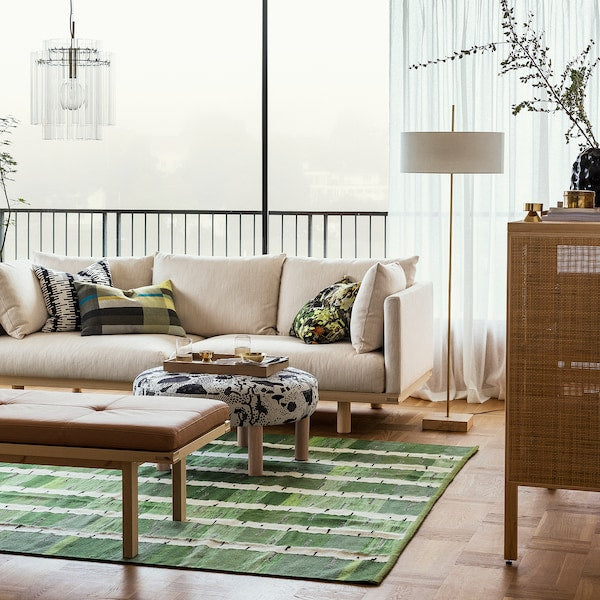 STOCKHOLM 2025 floor lamp, white textile/brass-plated, 159 cm