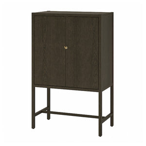 STOCKHOLM 2025 cabinet with 2 doors, oak veneer/dark brown, 80x40x126 cm