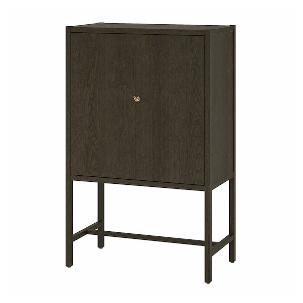 STOCKHOLM 2025 cabinet with 2 doors, oak veneer/dark brown, 80x40x126 cm