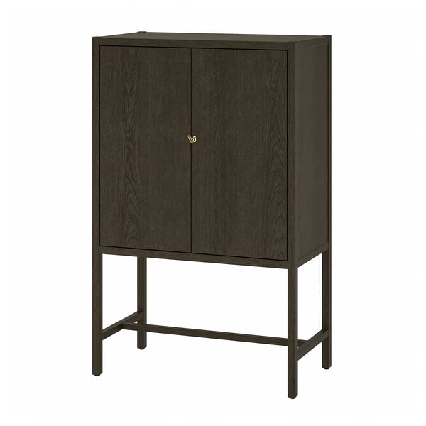 STOCKHOLM 2025 cabinet with 2 doors, oak veneer/dark brown, 80x40x126 cm