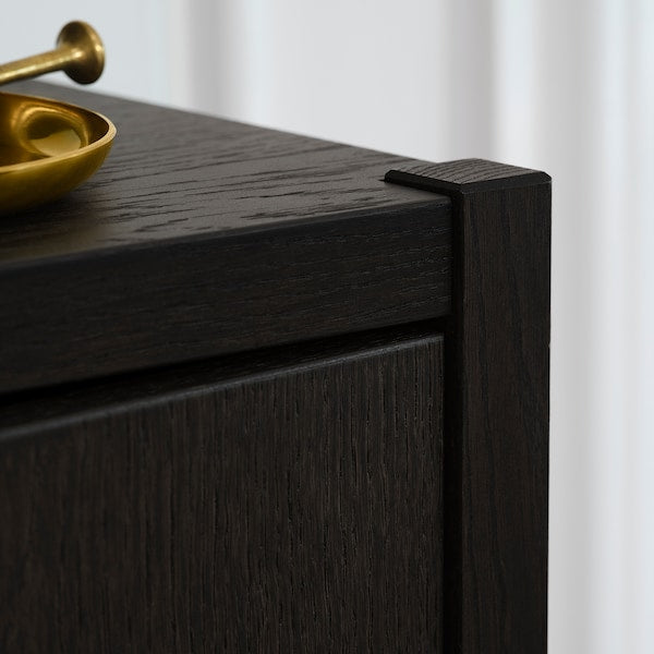 STOCKHOLM 2025 cabinet with 2 doors, oak veneer/dark brown, 80x40x126 cm