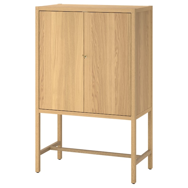 STOCKHOLM 2025 cabinet with 2 doors, oak veneer, 80x40x126 cm