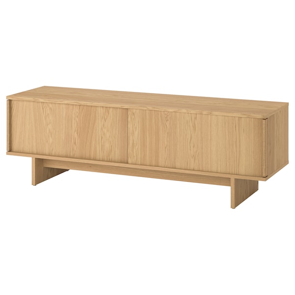 STOCKHOLM 2025 TV bench with sliding doors, oak veneer, 179x42x56 cm