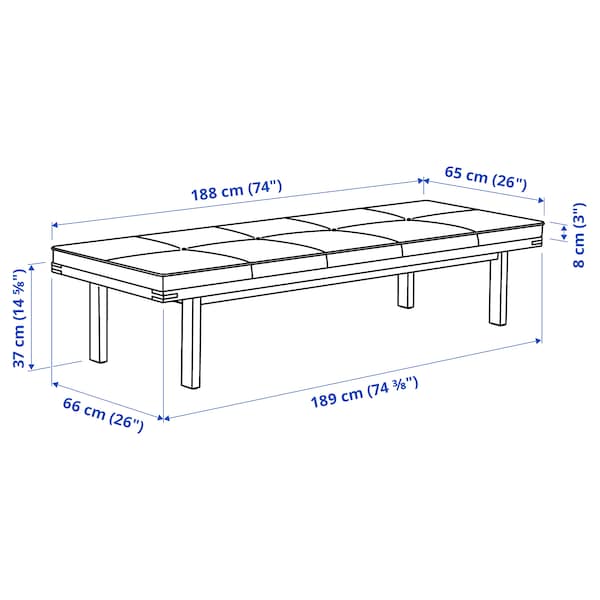 STOCKHOLM 2025 bench with pad, 189x66 cm
