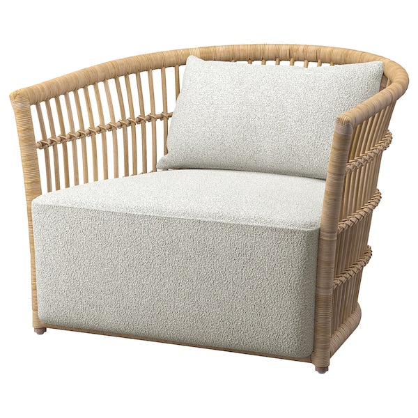 STOCKHOLM 2025 armchair, rattan/Djurmo grey/white, 93x67x77 cm