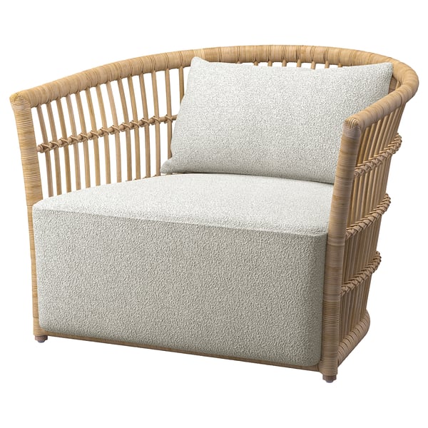 STOCKHOLM 2025 armchair, rattan/Djurmo grey/white, 93x67x77 cm