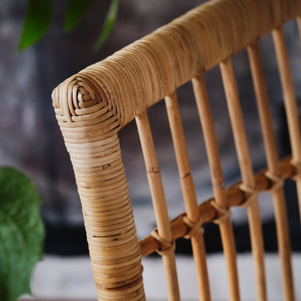 STOCKHOLM 2025 armchair, rattan/Djurmo grey/white, 93x67x77 cm