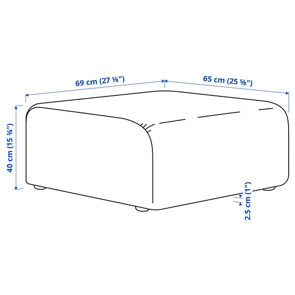 STOCKHOLM 2025 pouffe, Djurmo grey/white, 65x69 cm