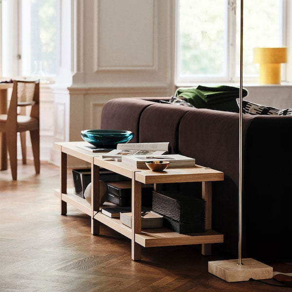 STOCKHOLM 2025 shelving unit/bench, oak veneer, 180x41x44 cm