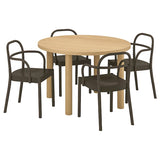 STOCKHOLM 2025 / STOCKHOLM 2025 table and 4 chairs with armrests, oak veneer/dark brown, 115 cm