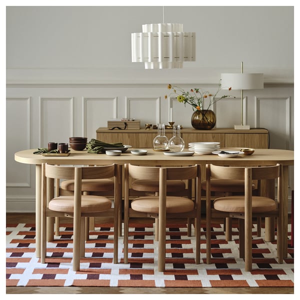 STOCKHOLM 2025 / STOCKHOLM 2025 table and 6 chairs, oak veneer/oak leather, 230x90 cm