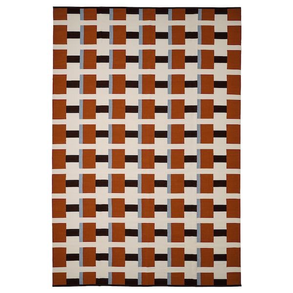 STOCKHOLM 2025 rug, flatwoven, white/brown/light blue handwoven, 240x350 cm