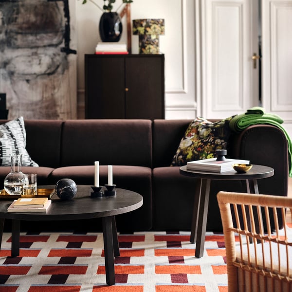 STOCKHOLM 2025 rug, flatwoven, white/brown/light blue handwoven, 170x240 cm