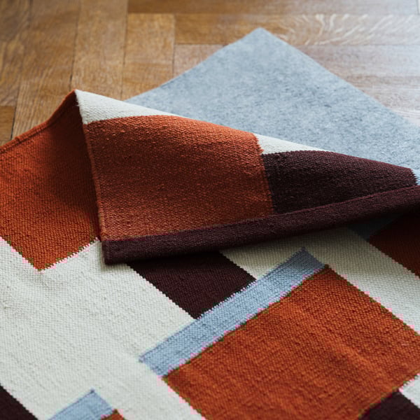 STOCKHOLM 2025 rug, flatwoven, white/brown/light blue handwoven, 170x240 cm