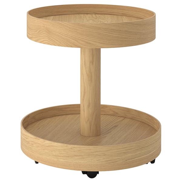 STOCKHOLM 2025 side table on castors, oak veneer, 50 cm