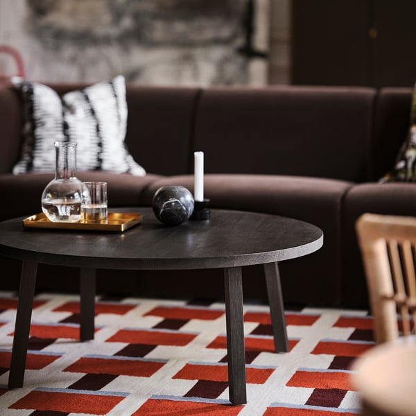 STOCKHOLM 2025 coffee table, oak veneer dark brown, 90 cm