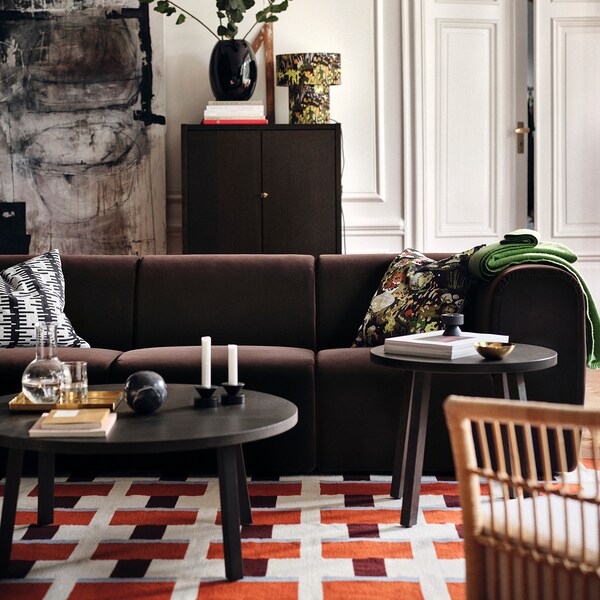 STOCKHOLM 2025 coffee table, oak veneer dark brown, 90 cm