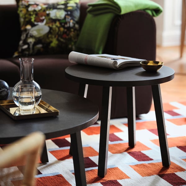 STOCKHOLM 2025 side table, oak veneer dark brown, 55 cm