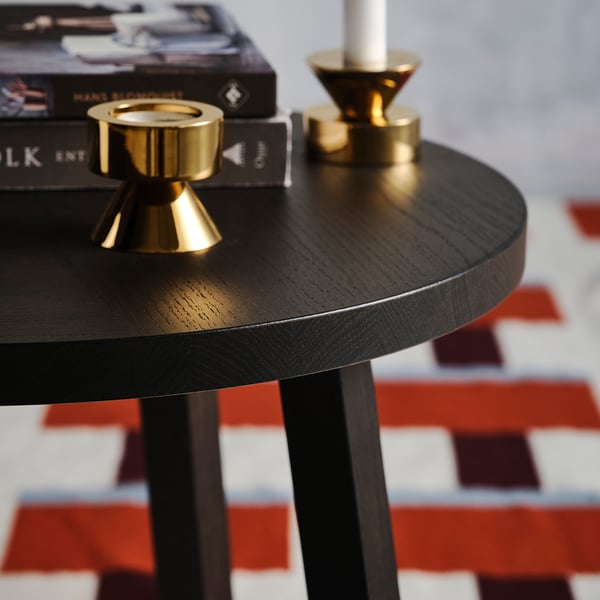 STOCKHOLM 2025 side table, oak veneer dark brown, 55 cm