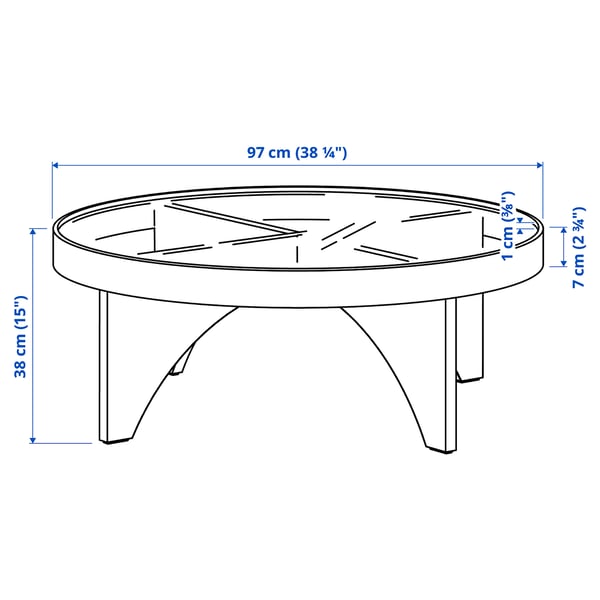 STOCKHOLM 2025 coffee table, oak veneer glass, 97 cm