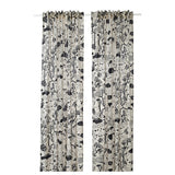 STOCKHOLM 2025 curtains, 1 pair, white/black/with heading tape, 145x300 cm