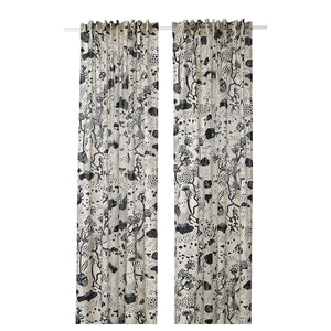 STOCKHOLM 2025 curtains, 1 pair, white/black/with heading tape, 145x300 cm