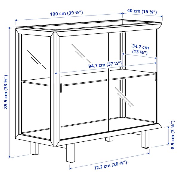 STOCKHOLM 2025 glass-door cabinet, oak veneer, 100x40x86 cm