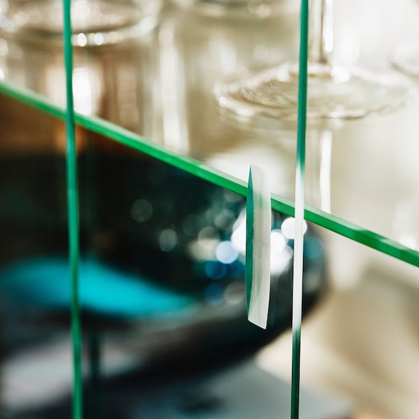 STOCKHOLM 2025 glass-door cabinet, oak veneer, 100x40x86 cm