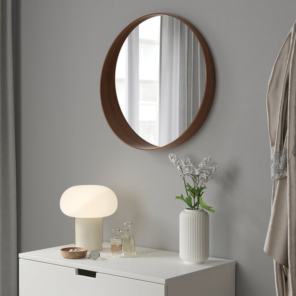 STOCKHOLM mirror, walnut veneer, 60 cm