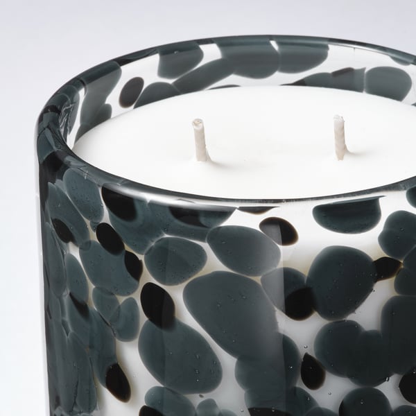 STÖRTSKÖN scented candle in glass, 2 wicks, Berries/dark grey, 50 h