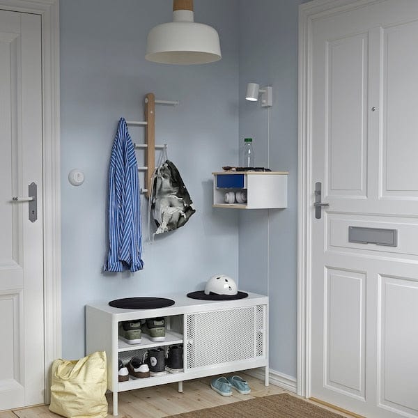 Ikea STOMSÖ - Wall-mounted bedside table, birch effect white/blue, 36x29x20 cm