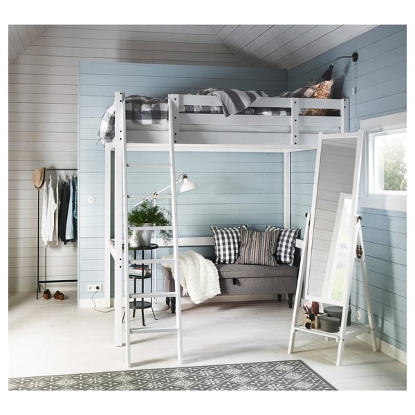 STORÅ loft bed frame, white stain, 140x200 cm
